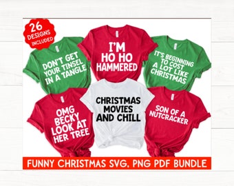 Paquete navideño divertido SVG PNG PDF, Camiseta navideña familiar Svg, Camisetas navideñas divertidas para grupos, Camisetas navideñas a juego Svg, Camisetas para hermanos Svg