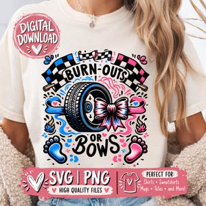 Burnouts eller Bows Daddy Loves You Digital Png-fil Direktnedladdning, Könsavslöjande T-shirt Design, Baby Shower-present, Rolig Graviditetströja PNG
