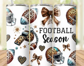 Football Tumbler Wrap, Football Mama Png, Leopard Print Football png, American Football png, western tumbler png sublimate designs download