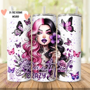 Belle enveloppe de gobelet Crazy PNG, design de gobelet à sublimation maigre 20 oz, modèles de conception de sublimation, png droit Téléchargement numérique.