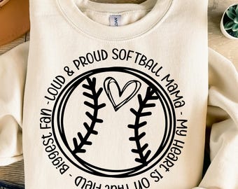 Loud Proud Softball Mom SVG, Softball Shirt Svg, Sports Mom Svg, Game Day Svg, Silhouette Svg, Mom Life, Softball Mom Png, Cut File Cricut