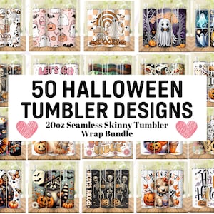 50 Halloween Seamless Bundle Png Tumbler Wrap 20 oz Skinny Sublimation Bundle Tumbler Png, Spooky Tumbler Bundle Digital Download Png Bundle
