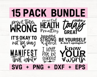 Self Love SVG Bundle, Positive SVG, Motivational SVG, Mental Health Awareness, Inspirational svg, Cut Files for Cricut, Silhouette