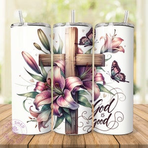 Dios es bueno 20 oz Tumbler Wrap PNG Tumbler Diseño Sublimación Descargas digitales, Christian Bible Faith Tumbler Wrap