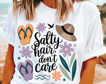 Capelli salati, non preoccuparti png, Vibrazioni estive alla moda png, Design estetico per maglietta da spiaggia png, Ragazza da spiaggia retrò png, Mamma divertente e sarcastica, DTF png