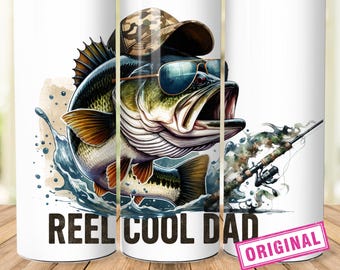 Reel Cool papa gobelet, emballage de 20 oz pour papa pêcheur, fête des pères, papa cool moulinet camouflage, camo canne à pêche Png, papa Png téléchargements numériques