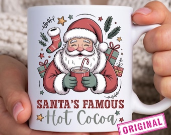 Santa’s Hot Cocoa Png, Christmas Sublimation Design, Retro Santa With Cocoa PNG, Holiday Mug Shirt Printable, Santa Coffee Bar Sign DTF DTG
