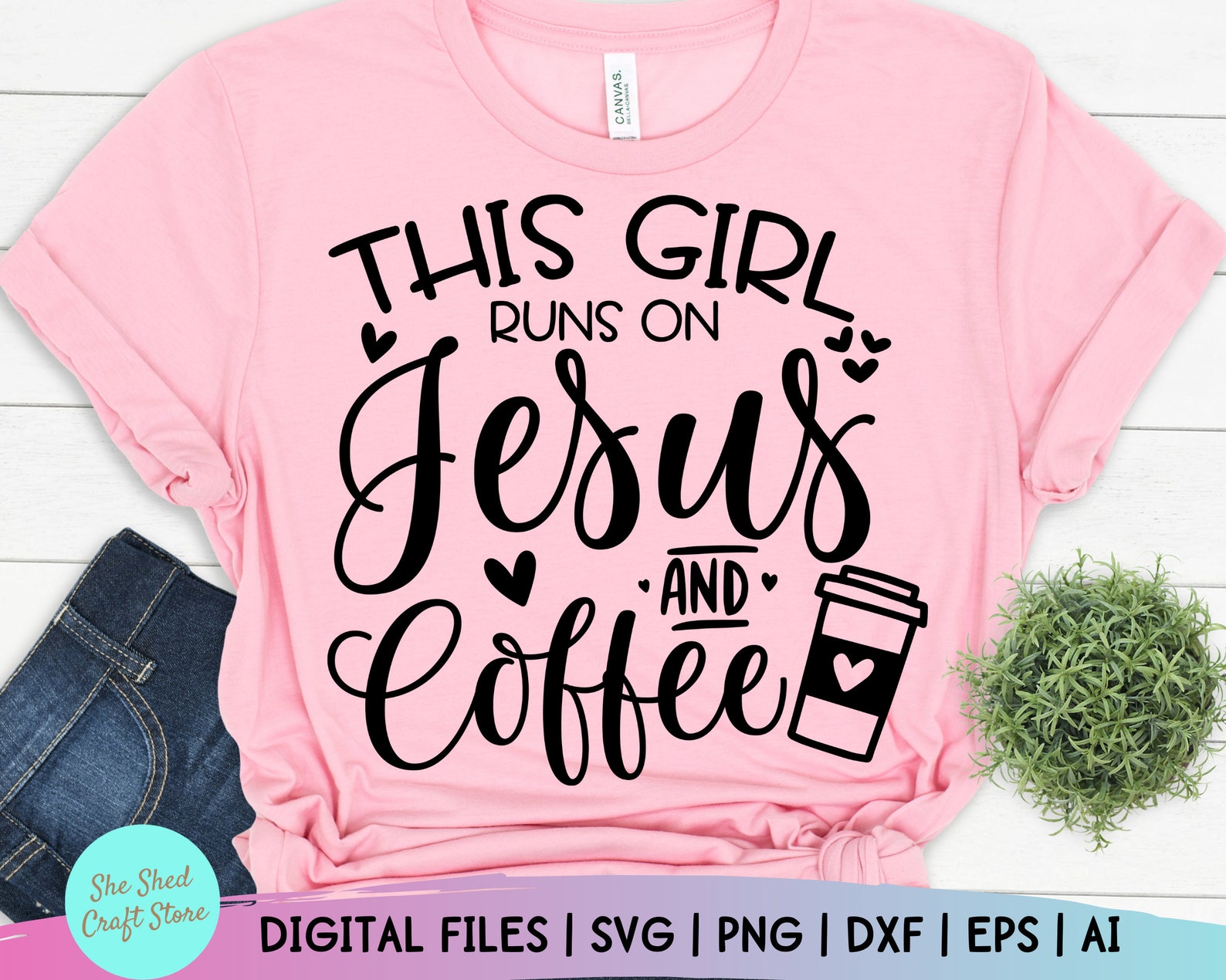 This Girl Runs on Jesus and Coffee Svg Jesus Svg Jesus and | Etsy
