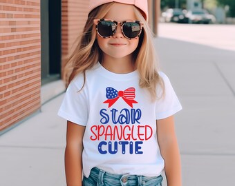 Star Spangled Cutie Kids Patriotic svg, USA svg, Fourth of July shirt, Kids Memorial Day svg, Memorial Day svg, Independence Day svg Dxf Png