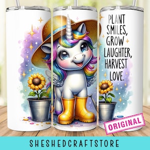 Plant Smiles PNG, Funny Gardening Clipart, Unicorn Gardener Sublimation Design, Trendy Plant UVDTF Transfer, Graphic Tee Sticker File