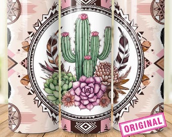 Boho Western Aztec Tumbler Wrap, 20 oz Tumbler Sublimation Designs, Country Tumbler Wrap, Cactus Tumbler, Succulent PNG Country Girl Tumbler