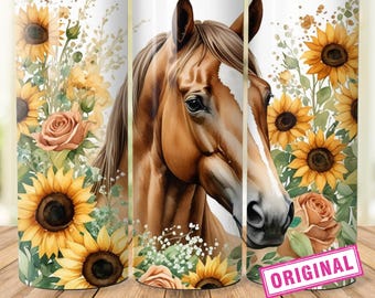 Brown Boho Horse Tumbler Wrap Design 20 oz Skinny Tumbler Sublimation Digital Download PNG Instant DIGITAL,Farm Ranch Animal Tumbler