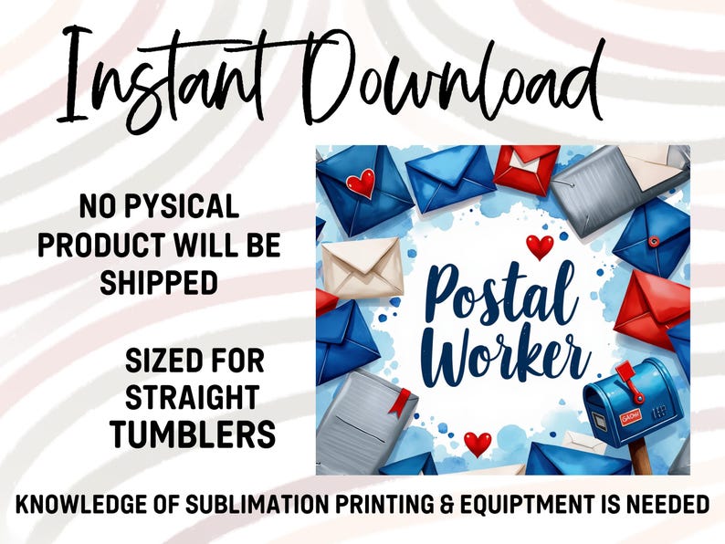 Postal Worker 20 Oz Skinny Tumbler Wrap Sublimation Design, Cute Mail