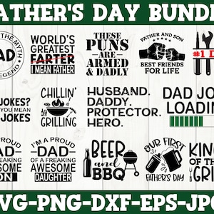 Dad Bundle SVG, Dia dos Pais, Designs de Camisetas Engraçadas para Pais, Designs de Decalques para Pais, Arquivo de Corte, Svg Dxf Eps Png - Silhouette Cricut, Citações de Pais SVG
