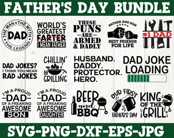 Dad Bundle SVG, Dzień Ojca, Zabawne projekty koszulek dla taty, Projekty naklejek dla taty, Plik do cięcia, Svg Dxf Eps Png - Sylwetka Cricut, Cytaty taty SVG