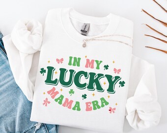 In My Lucky Mama Era PNG, St Patricks Day Sublimation Design, Cute Coquette Shamrock Shirt Graphic, DTF Transfer File