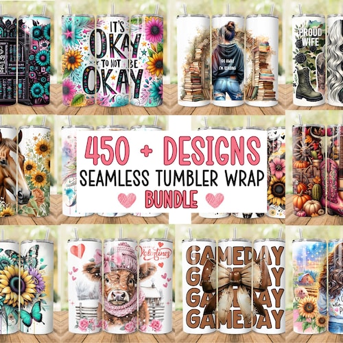 Tumbler Wrap Bundle, Halloween Christmas Watercolor Designs (PNG)