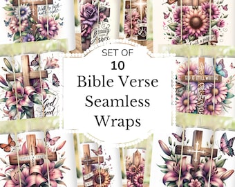 Bible Verse Tumbler Wrap Bundle, Christian Scripture Design (Digital Download)