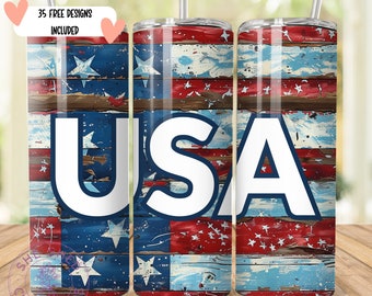 American Flag USA 20oz Skinny Tumbler Wrap, Sublimation Design, Fathers Day Tumbler Wrap PNG, Tumbler Wrap for Men, Seamless Pattern Wrap