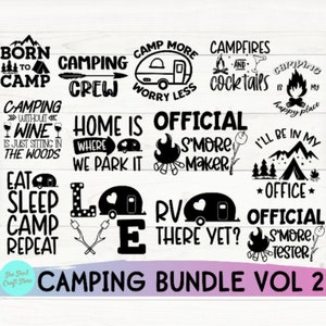 Paquete SVG de camping, 13 Svg de camping, Svg de campista, Svg de vida de campamento, Svg de letrero de camping, Svg de verano, Svg de aventura, Svg de fogata, archivos de corte de camping