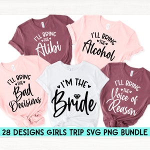 Traeré el paquete SVG, SVG de fiesta nupcial, SVG de despedida de soltera, confección de camisetas de despedida de soltera fácil (fuente incluida). Tribu de novias