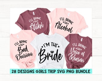 I'll Bring The SVG Bundle, Bridal Party Svg, Bachelorette Svg, Bachelorette Shirt Making Made Easy - Font Included! Bride Tribe