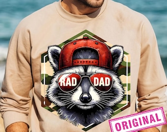 Rad dad png, camo dad png, cool dad sublimation design, funny raccoon dad digital download, funny father's day png
