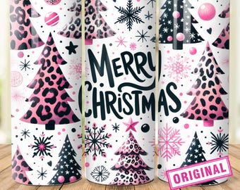 Seamless Pattern, Merry Christmas Tumbler Wrap, Pink Christmas Leopard Holiday Sublimation Design, Instant Download, Winter png 20 oz skinny