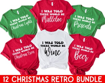 Paquete SVG de camisetas navideñas, diseños divertidos para grupos familiares (descarga digital)