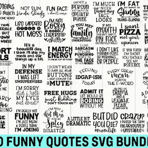 40 Funny Quotes Svg Bundle, Sarcastic Svg Files, Mom Life Svg, Sassy Svg, Silhouette Cricut, Cameo, Digital, Sarcasm Svg, Shirt Bundle