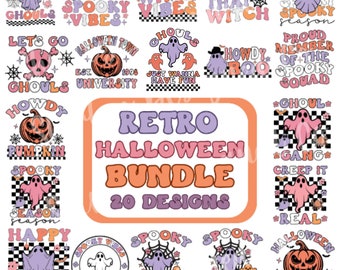 Retro Halloween Sublimation Bundle, Retro Halloween Bundle PNG, Ghost png, Halloween shirt Png, Halloween Png