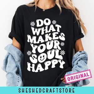 Haz lo que te haga feliz SVG, SVG retro, SVG genial, Cita inspiradora, SVG positivo, SVG de amor propio, SVG hippie, SVG de salud mental imagen 7
