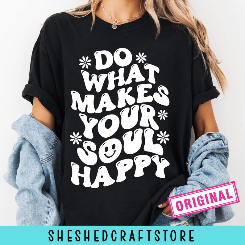 Haz lo que te haga feliz SVG, SVG retro, SVG genial, Cita inspiradora, SVG positivo, SVG de amor propio, SVG hippie, SVG de salud mental imagen 7