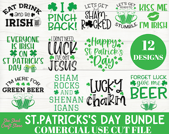 St Patricks Day SVG Bundle, Kids St Patricks Day SVG, Commercial Use, Svg Dxf Eps Png, Silhouette Cricut, Digital, Shamrock Svg, Clover Svg
