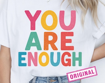 You Are Enough Png, Mental Health Png, Bright Doodles Dots, Awareness Png, Positive Affirmation, Self Love png, Be Kind png, Mom Shirt Png