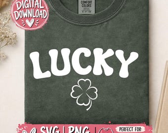Lucky SVG, St Patrick's Day Svg, Retro St Patricks, Clover Svg, Lucky Shamrock Svg, St Patrick's Day Sublimation Designs, Digital Download