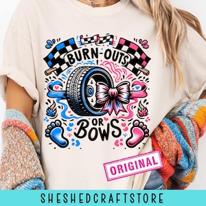 Burnouts eller Bows Daddy Loves You Digital Png-fil Direktnedladdning, Könsavslöjande T-shirt Design, Baby Shower-present, Rolig Graviditetströja PNG