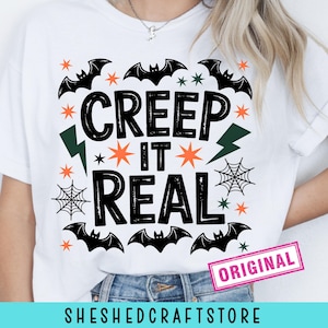 Creep It Real For This Sheet Halloween PNG Cute Bat Halloween Fall Png Halloween Humor Funny Mental Health Trendy Halloween shirt Png, DTF