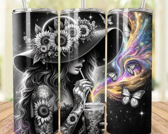 Envoltura para vaso delgado de 20 oz para artistas del tatuaje, diseño de sublimación entintada, vaso recto, descarga digital instantánea PNG, envoltura para vaso para artistas del tatuaje