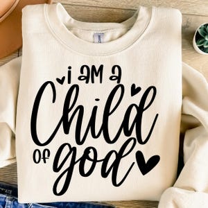私は神の子です SVG、キリスト教の引用 SVG、聖書の一節 SVG、シルエット、宗教、クリカット カット ファイル、デジタル、信仰 SVG、キリスト教 SVG