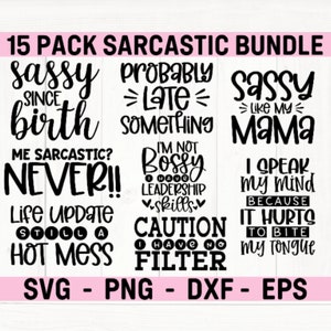 Sarcastic Bundle Svg, Sarcastic Svg Files, Funny Quotes Svg, Silhouette, Cricut, Cameo, Digital, Sarcasm Svg, Shirt Bundle image 1