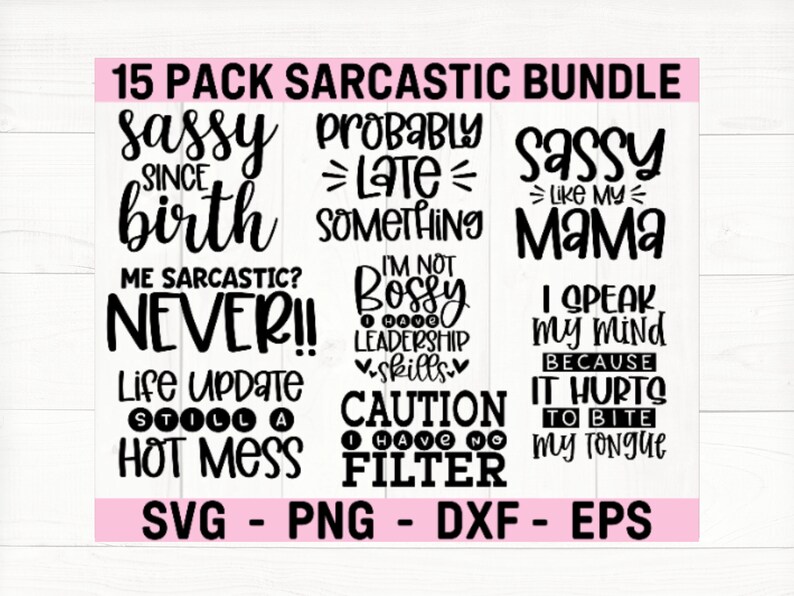 Sarcastic Bundle Svg, Sarcastic Svg Files, Funny Quotes Svg, Silhouette, Cricut, Cameo, Digital, Sarcasm Svg, Shirt Bundle image 1