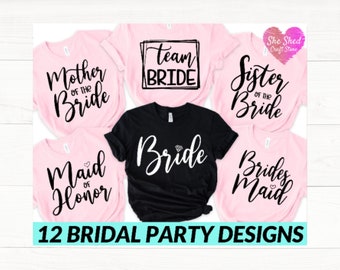 Bridal party svg bundle, Bachelorette shirt svg, Wedding svg, Bridesmaid svg gift, Maid of honor svg, Bride shirt svg png