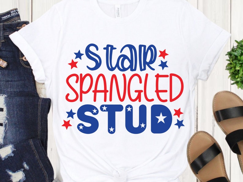 Star Spangled Stud Kids Patriotic Svg Files For Cricut, USA svg, Fourth of July shirt, American Girl svg, Memorial Day svg, Independence Day image 1