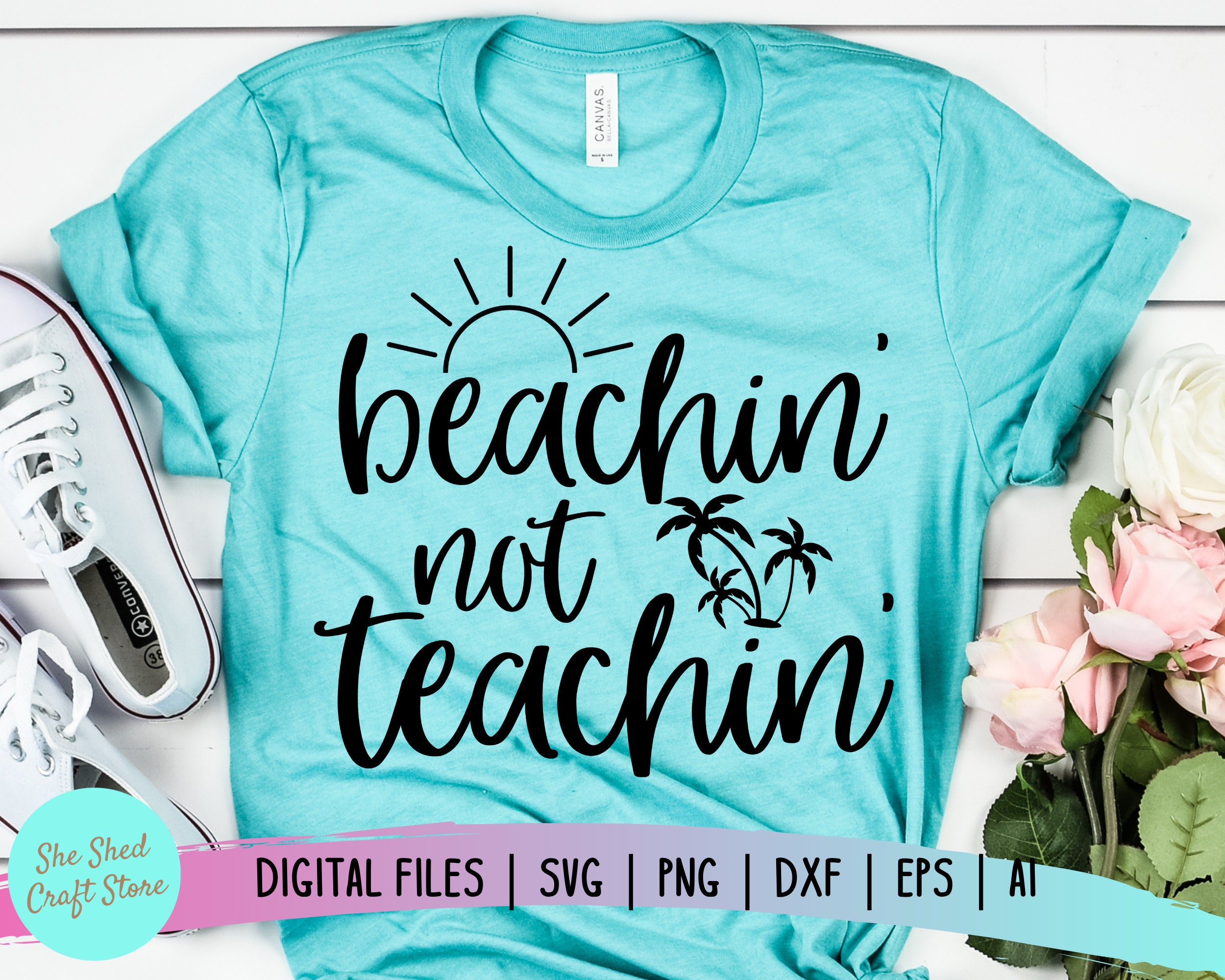 Download Beachin' Not Teachin' Teacher Quotes Svg Teacher SVG | Etsy