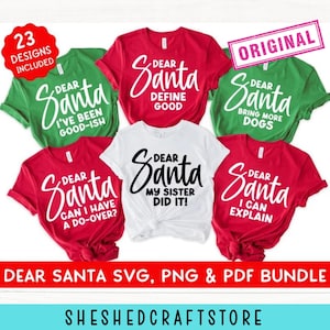 親愛なるサンタさん SVG PNG PDF バンドル、家族向けクリスマスシャツ SVG、面白いクリスマスグループシャツ、お揃いのクリスマスシャツ SVG、兄弟のクリスマス