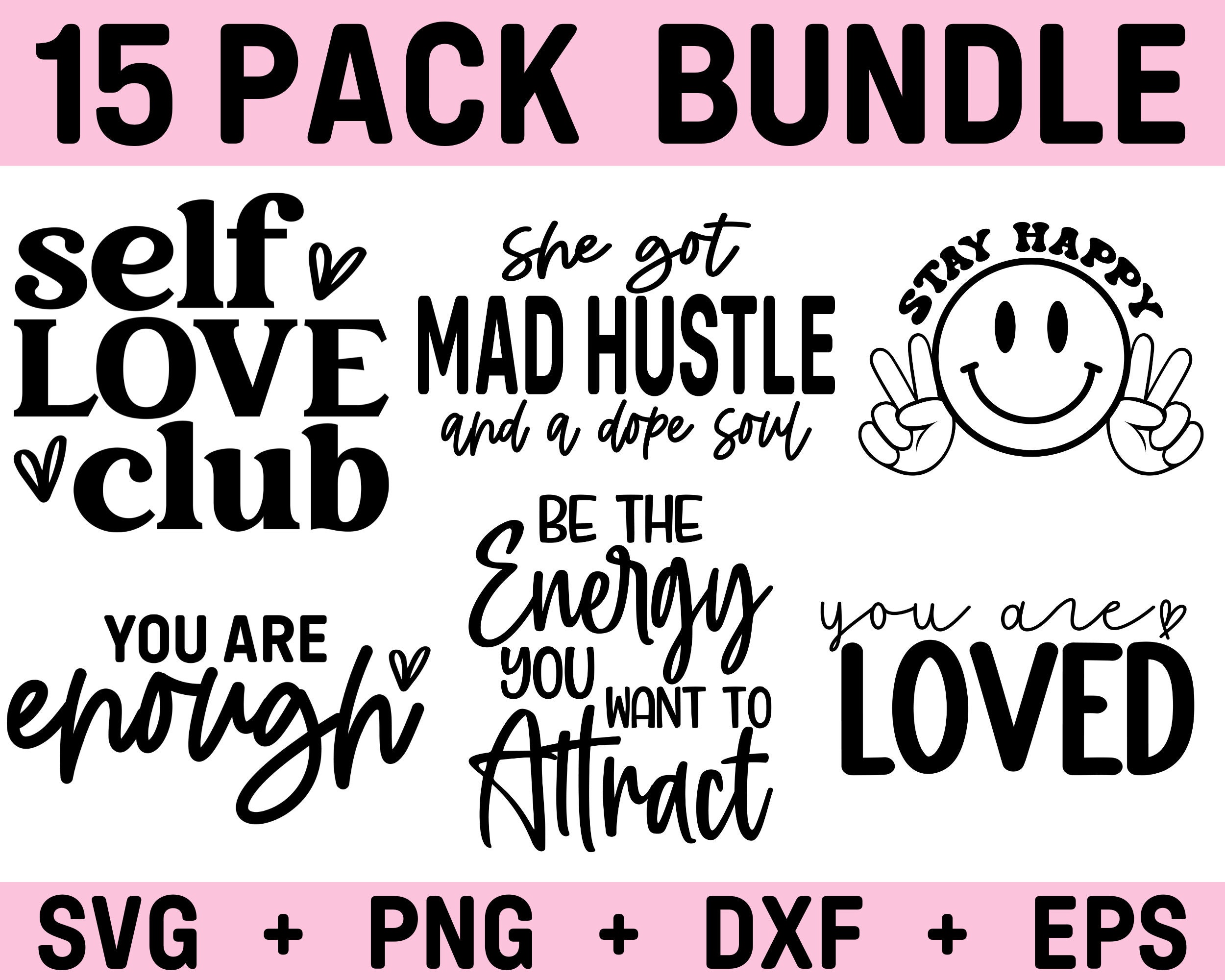 Self Love SVG Bundle, Positive SVG, Motivational SVG, Mental Health ...