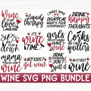 Wijncitaten Svg bundel, wijn Svg, drinken Svg, wijncitaten, wijnglas svg, grappige citaten, Sassy, wijn gezegden, Png, Eps, Clipart, Cricut