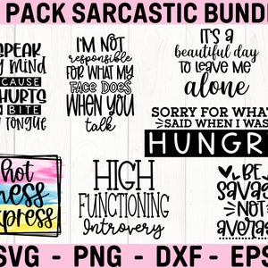 Sarcastic Bundle Svg, Sarcastic Svg Files, Funny Quotes Svg, Silhouette, Cricut, Cameo, Digital, Sarcasm Svg, Shirt Bundle image 2