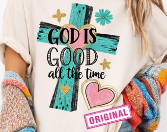 God Is Good All The Time PNG, Watercolor Cross PNG, Religious Png, Christian Png, Brushstroke Cross Png, Digital Download